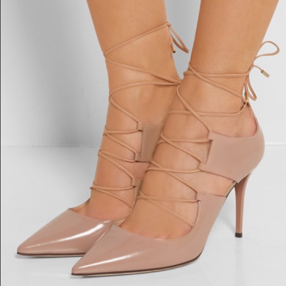Jimmy Choo Hoops Pump, nude patent, size 40